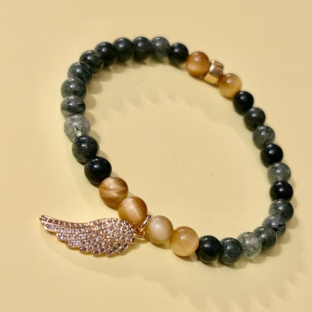 Rutilated Green Quartz and Golden Tiger’s Eye Bracelet